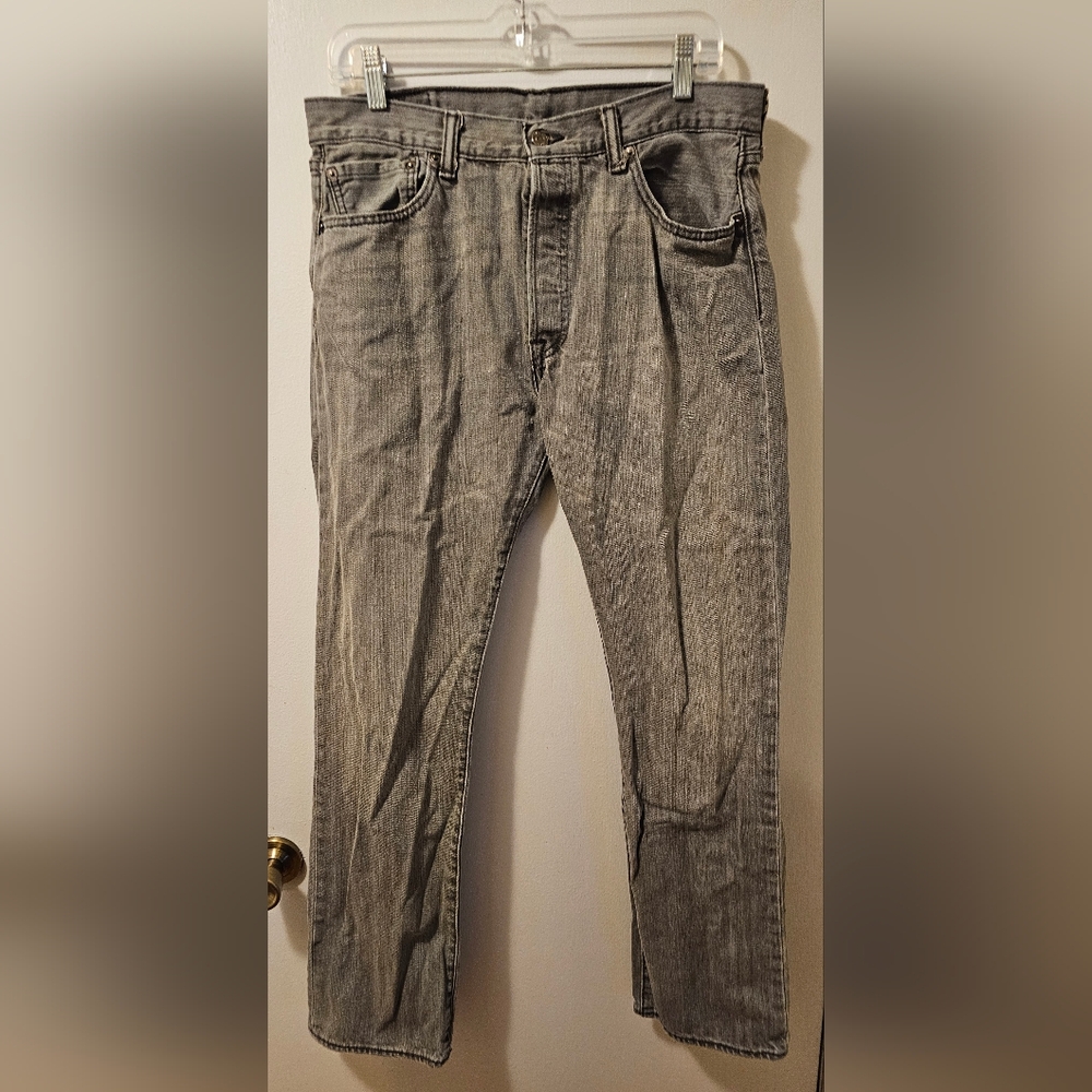 Levis 501 Straight Leg Button Fly Cotton Gray Jeans Men's Size 34x32